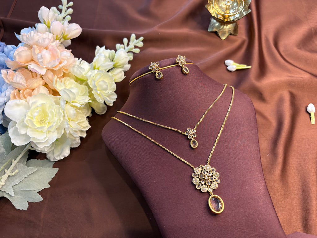 Two Layer Flowers Necklace Set - RZ496