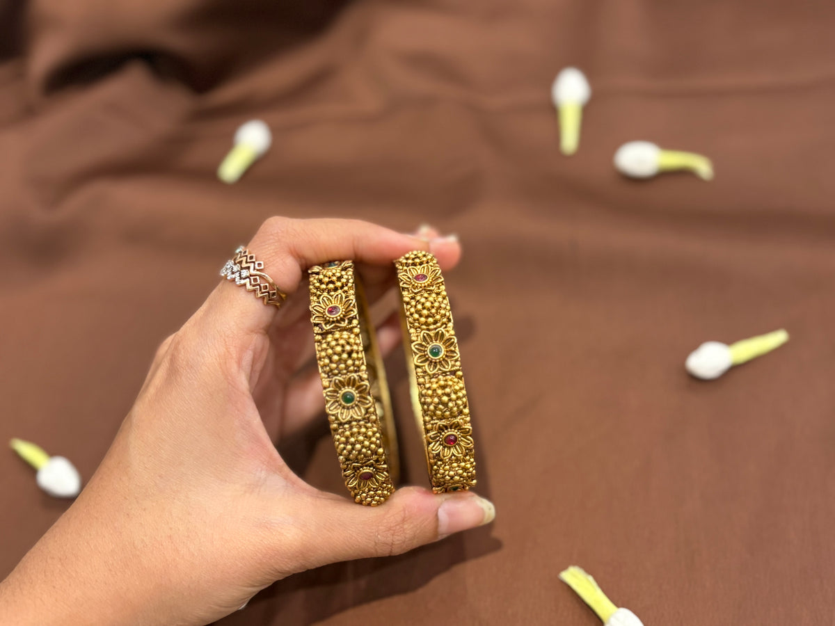 Golden Beads Bangles Set - RZ403