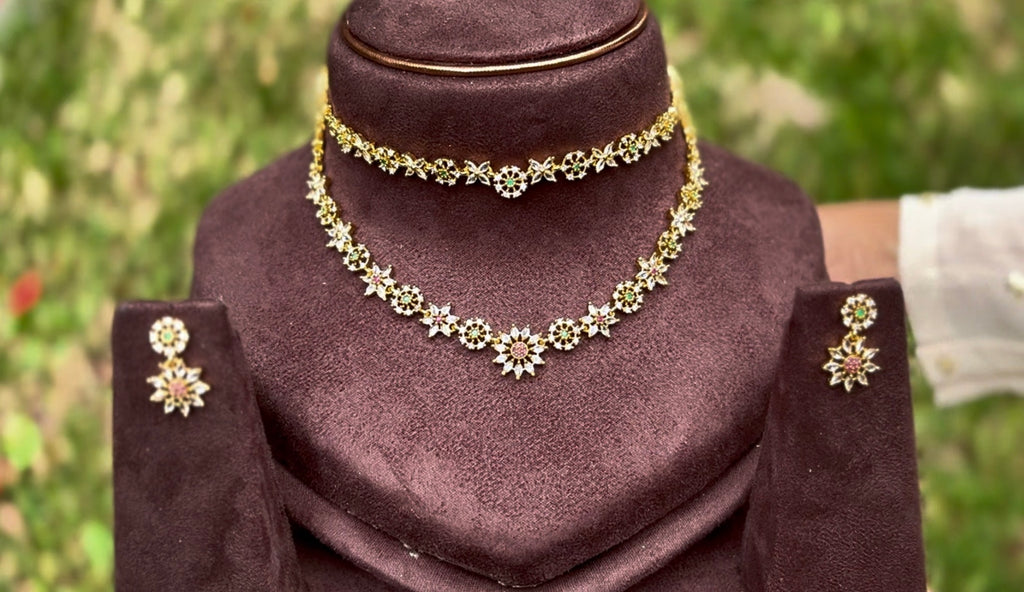 Stackable Floral Necklace & Choker Set - RZ409