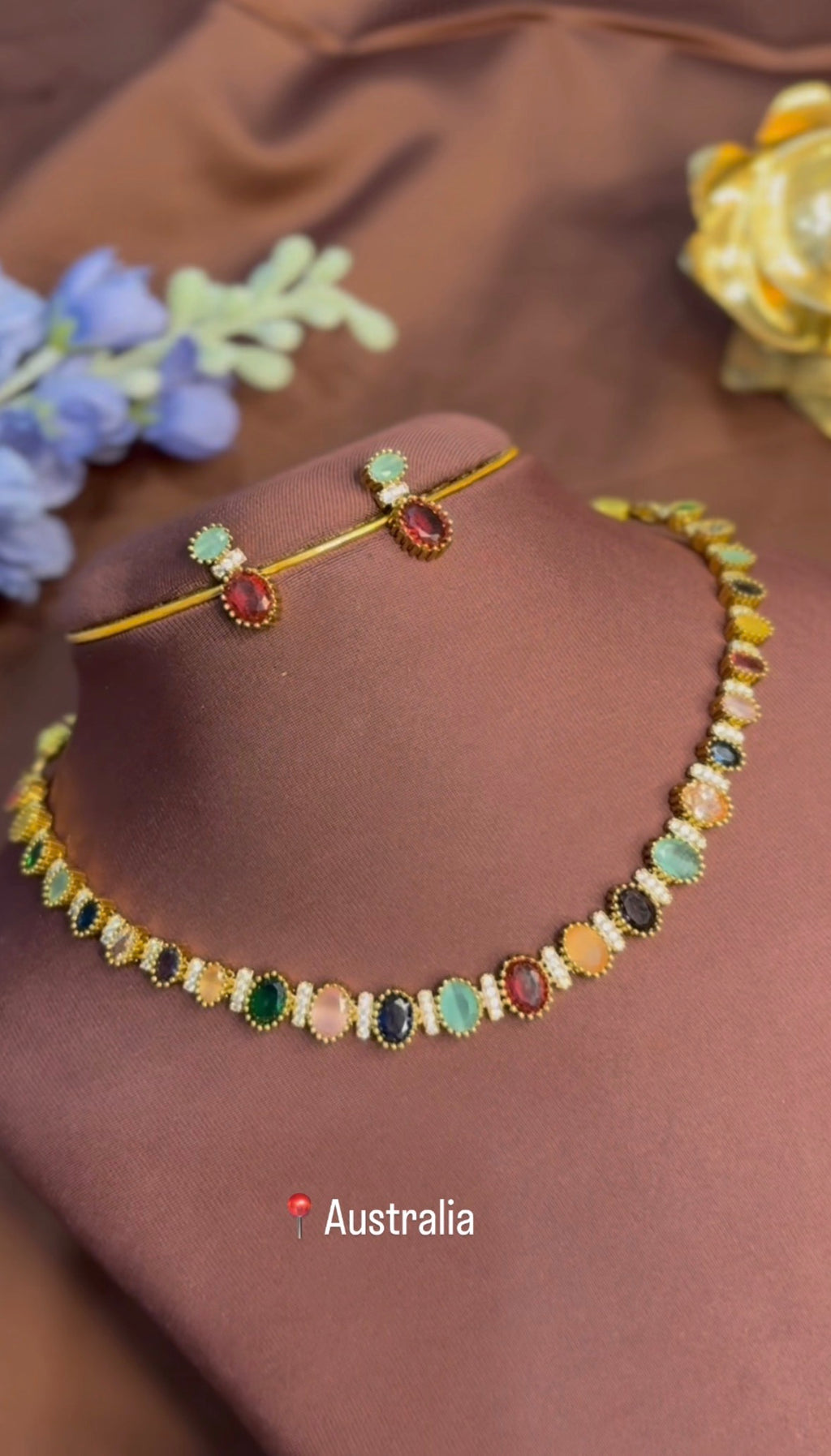 Multi Pastel Stone Necklace Set - RZ498