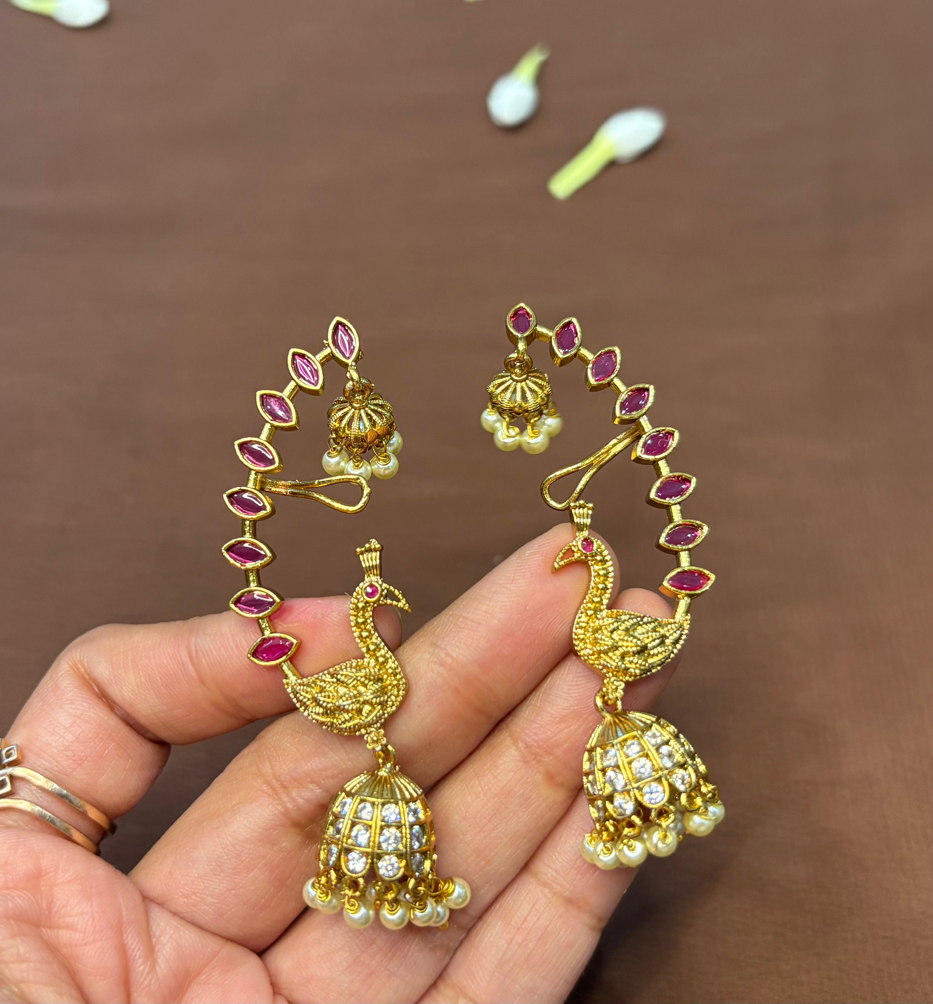 Peacock Hanging Jumka Earcuff - RZ374