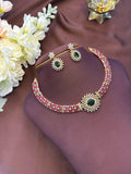 Bridal Red & Green Stone Choker Set - RZP500