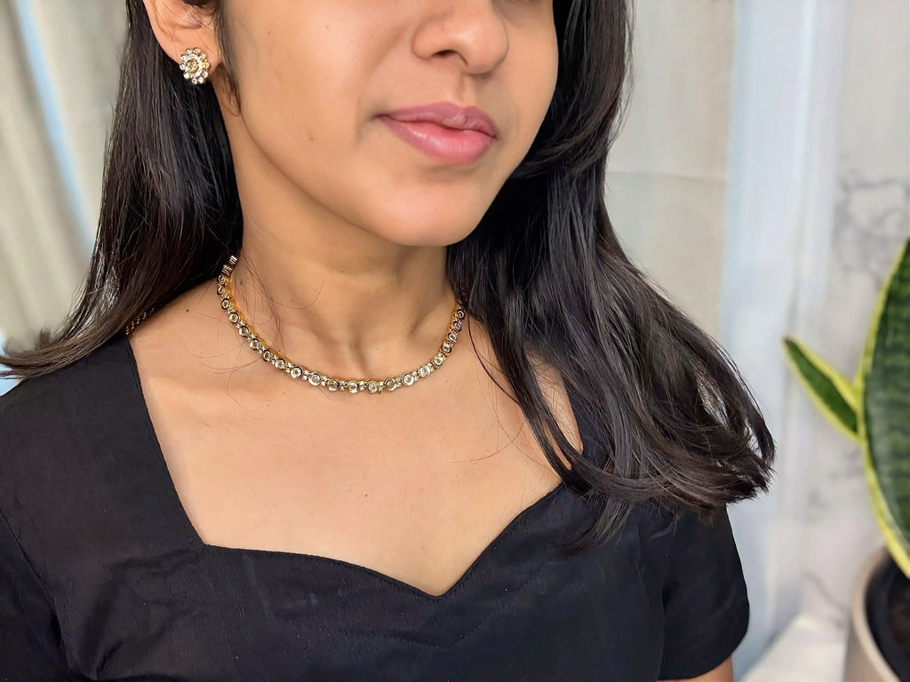 Crystal Stone Necklace Set - RZ489D