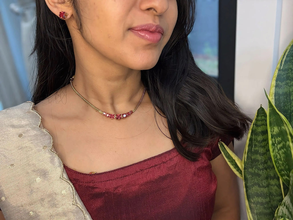 Red Stone Choker Set - RZ499