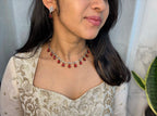 Emerald & Ruby Drops Necklace Set - RZ559