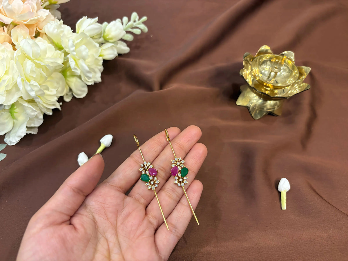 Ruby & Emerald Stick Earcuff - RZ525B