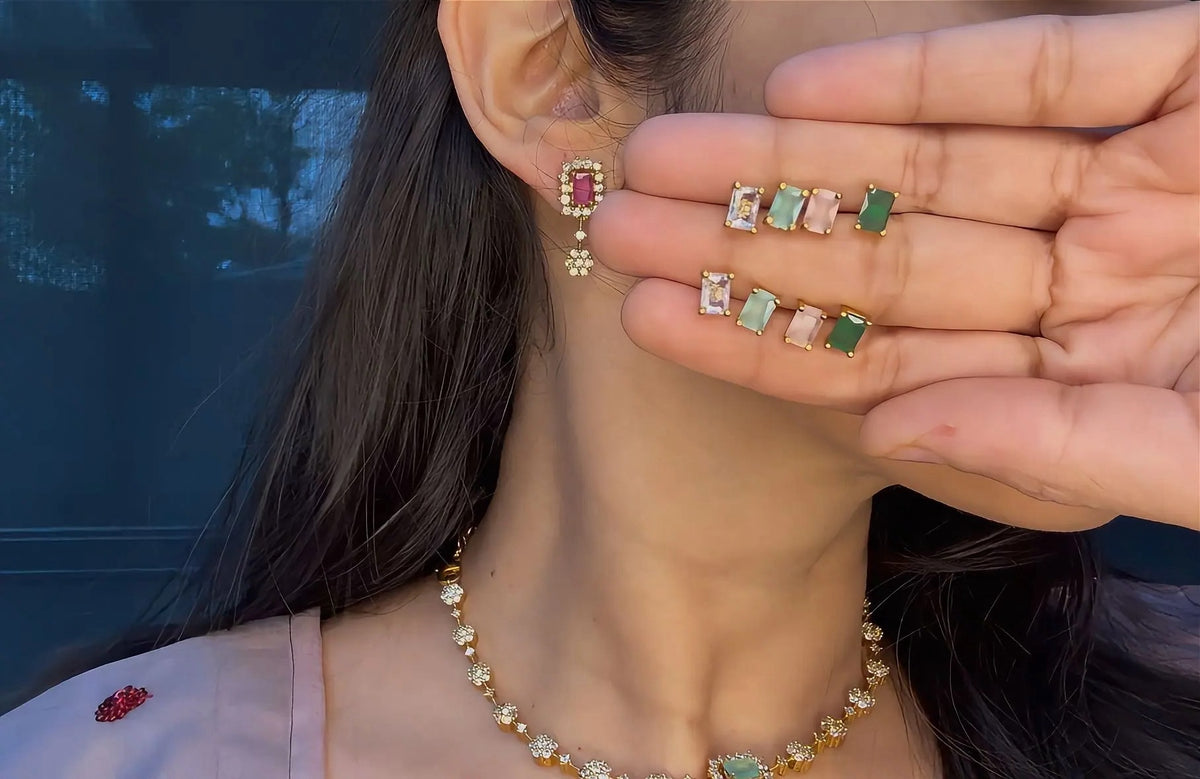 Changeable Stone Glitter Chocker Set - RZ612