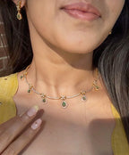 Dangling Emerald Necklace Set - RZ425