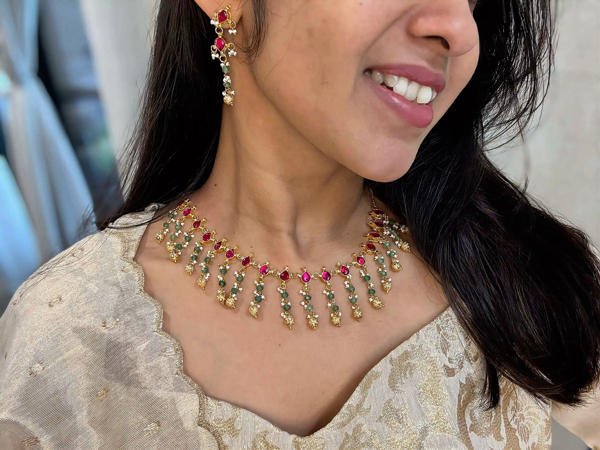 Original Jadau Kundan Necklace Set - RZP514