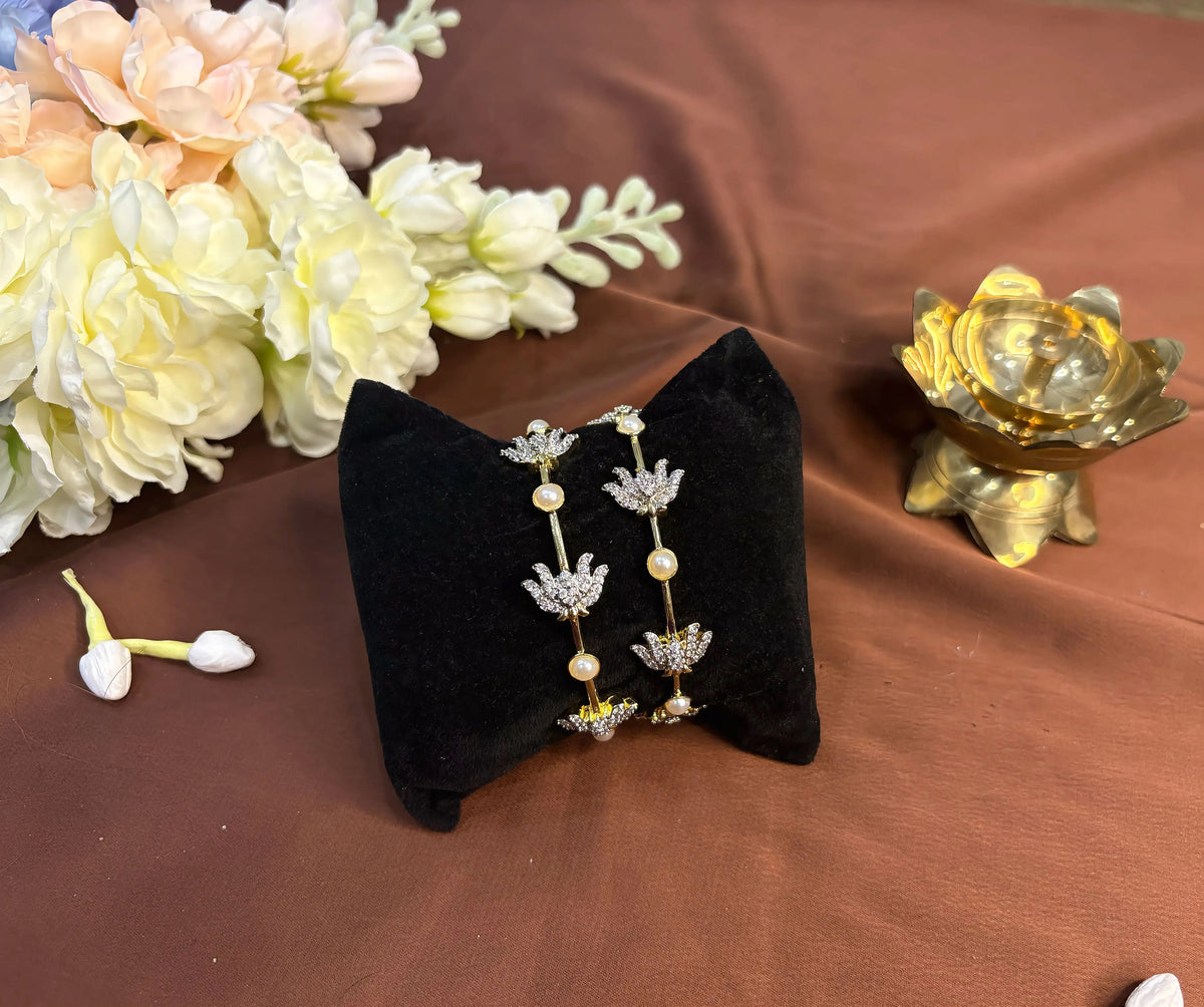 White Lotus Bangles Set - RZ538