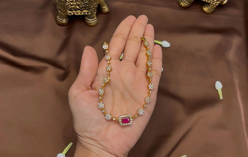 Changeable Stone Glitter Chocker Set - RZ612
