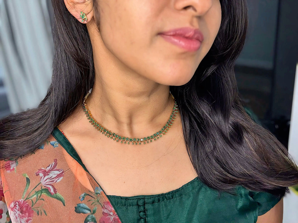 Round Cut Drops Necklace Set - RZ511