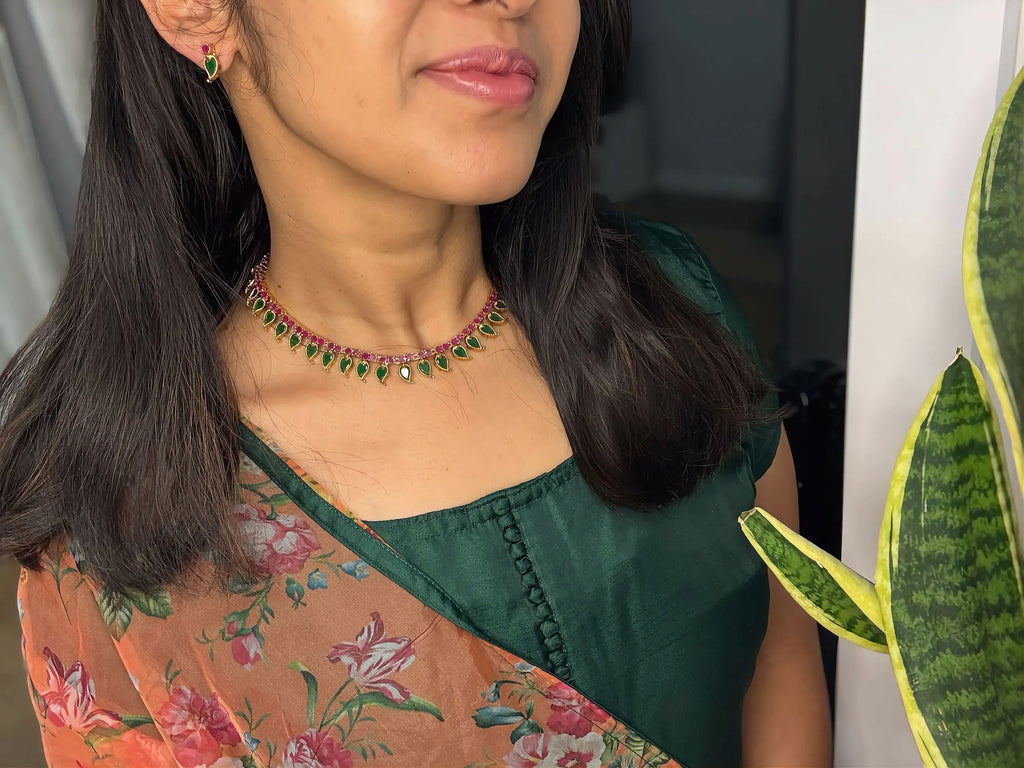 Stone Palakka Necklace Set - RZ489F