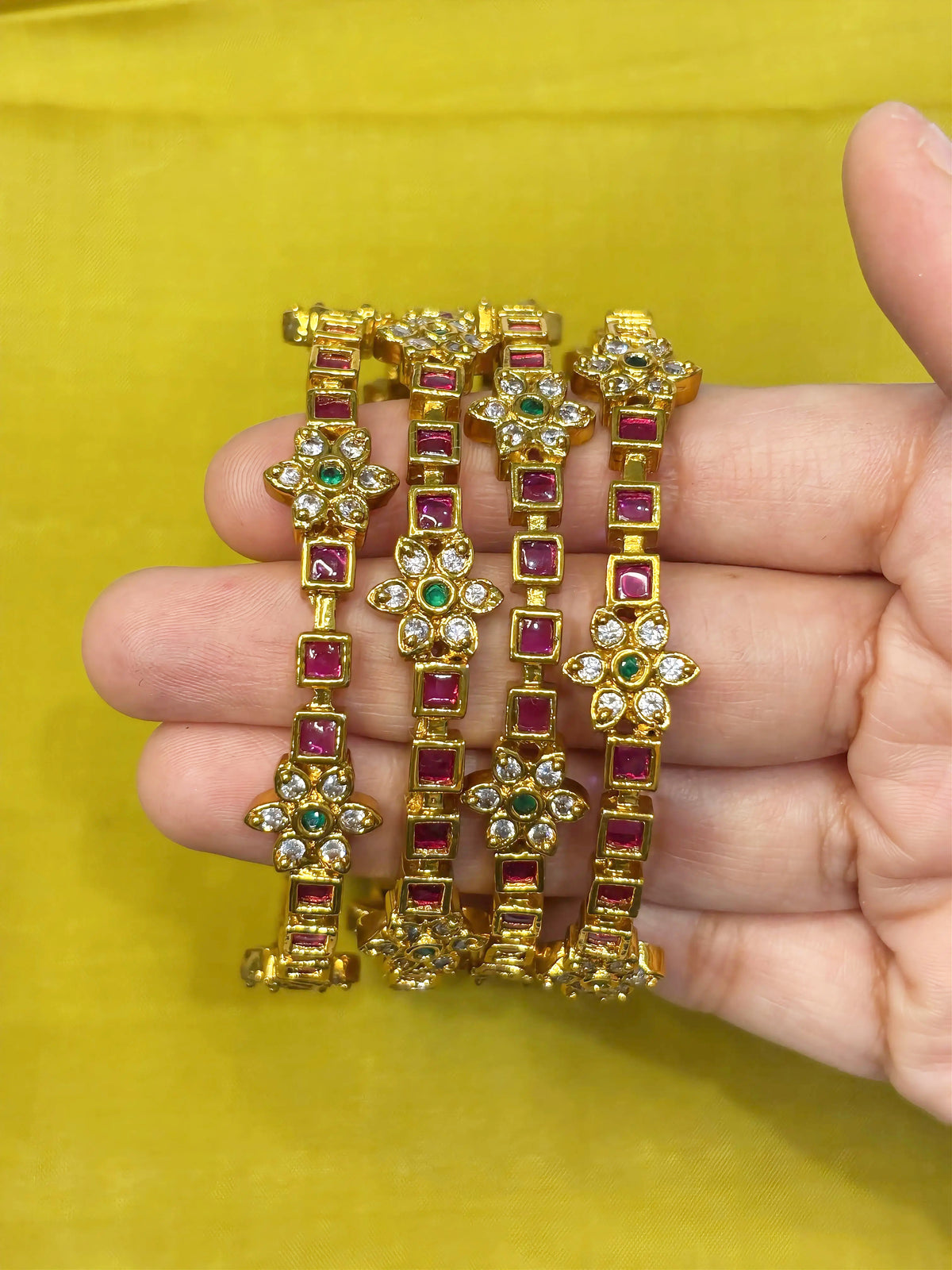 Ruby Square Bangles Set - RZ536