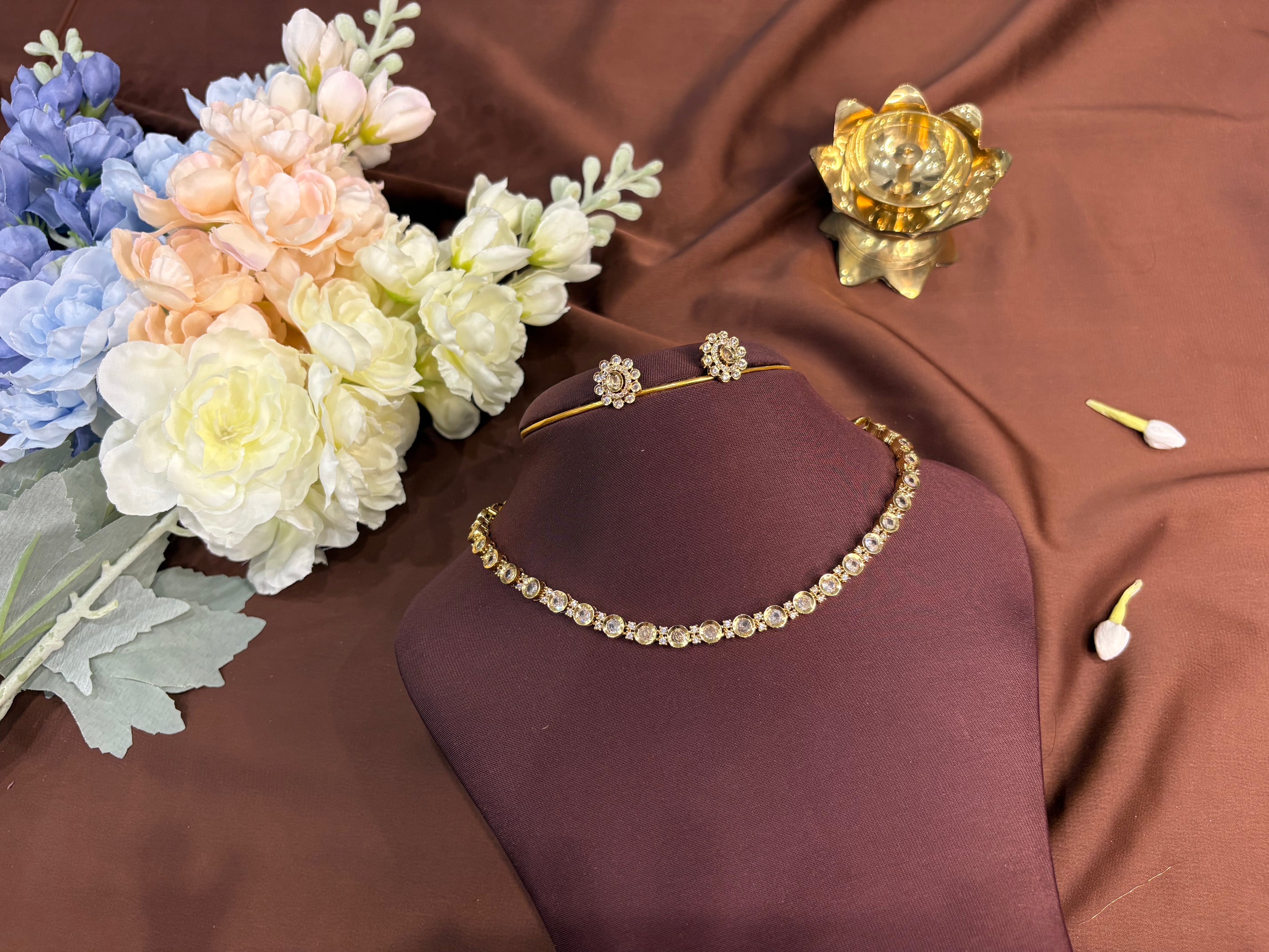 Crystal Stone Necklace Set - RZ489D