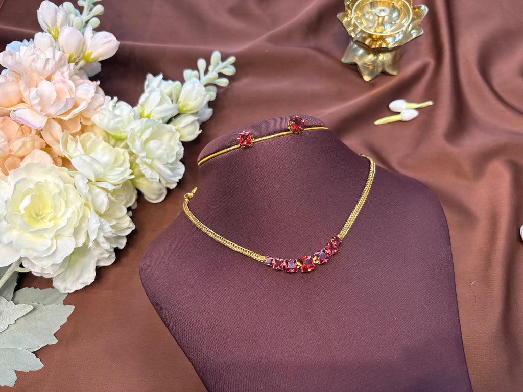 Red Stone Choker Set - RZ499