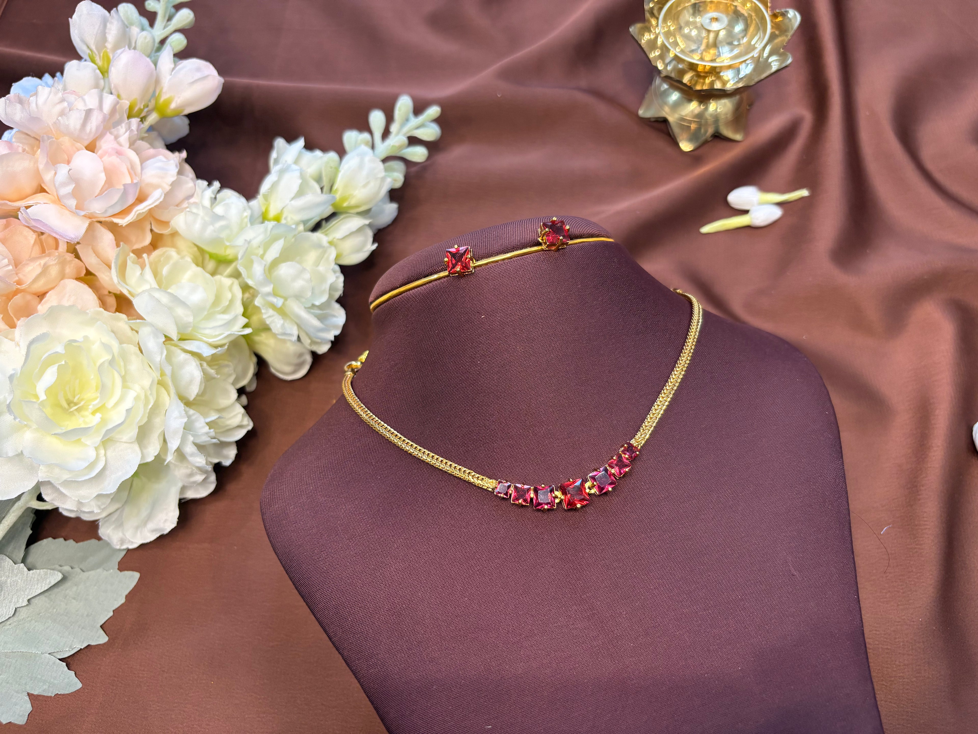 Red Stone Choker Set - RZ499