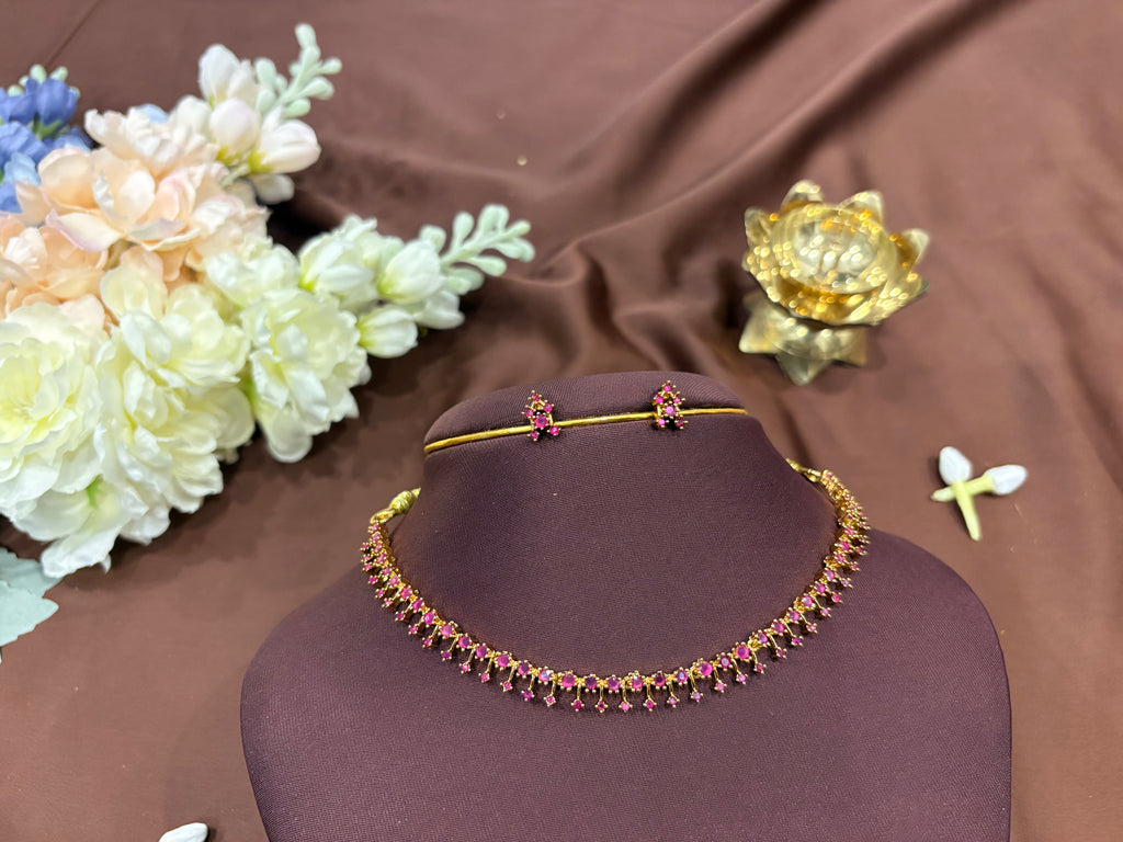 Round Cut Drops Necklace Set - RZ511